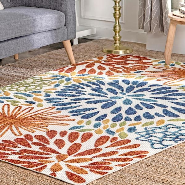 MUENINELE Kitchen Rugs and Mats 2Pcs, Mid Century Bohemian  Tropical Plants Leaves Geometric Oil Painting Non-Slip PVC Waterproof Runner  Rug for High Traffic Area, Indoor and Outdoor, 18X30+18X47 : Home 