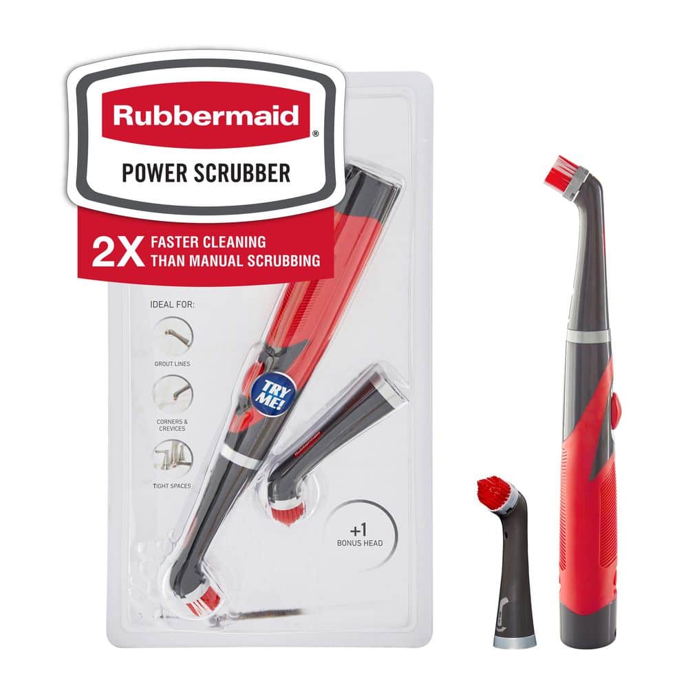 Gray and Red Cordless Electric Power Scrubber with Grip Handle