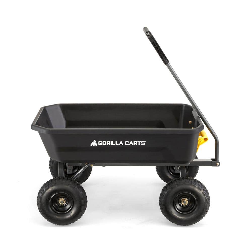 Gorilla 4 Cu. Ft. Black Poly Garden Dump Cart with Steel Handle