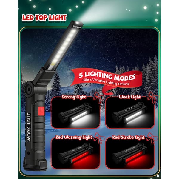 400LM Rechargeable LED Work Light – Magnetic Base, Foldable Grill & Camping Light With Hook, Perfect Gift For Men & Dad - View #5