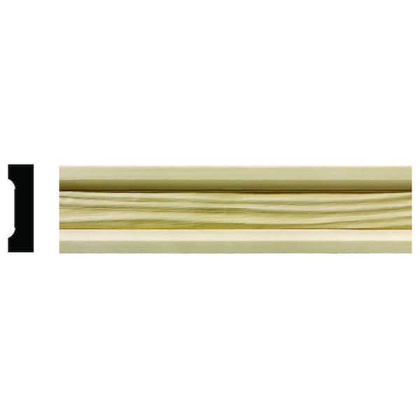 Ornamental Mouldings 1622 1/2 in. x 1-3/4 in. x 6 in. Hardwood White Unfinished Wave Small Chair Rail Moulding Sample
