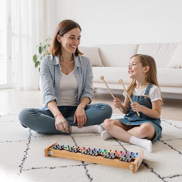 Glockenspiel Xylophone, 27 Notes Professional Xylophone Percussion Instrument with Metal Keys for Adults and Kids
