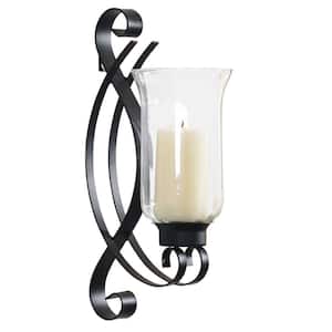 Contemporary Swirl Black Metal Candle Sconce (14 in. x 4.5 in.)