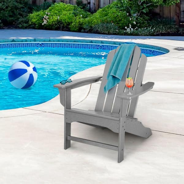 Hanover All-Weather Grey Plastic Outdoor Adirondack Chair
