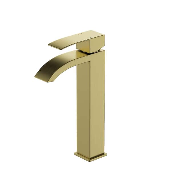 Aosspy Single-Handle Single Hole Bathroom Faucet in Brushed Gold
