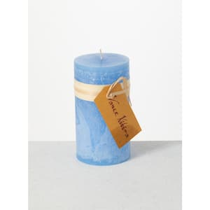 6 in. Crystal Blue Timber Pillar Candle