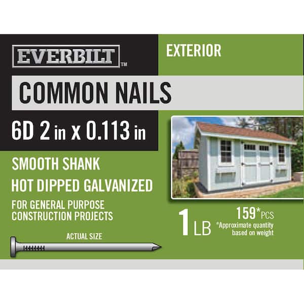 Everbilt 6D 2 in. Common Nails Hot Dipped Galvanized 1 lb (Approximately 159 Pieces)