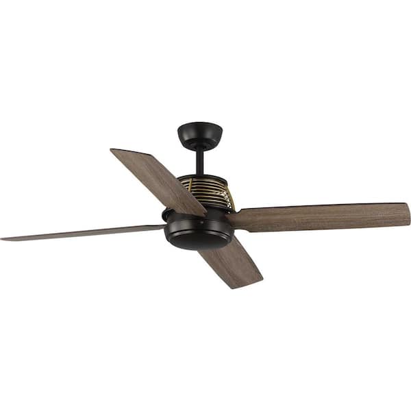 Progress Lighting Shaffer 56 in. Indoor Architectural Bronze Mid-Century Modern Ceiling Fan with Remote Included for Great Room
