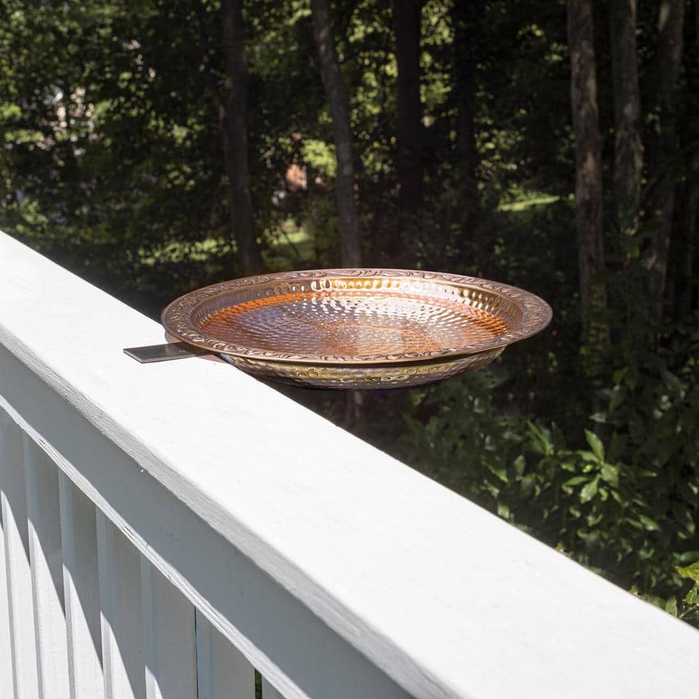 Large Hammered Copper Deck Mounted Bird Bath