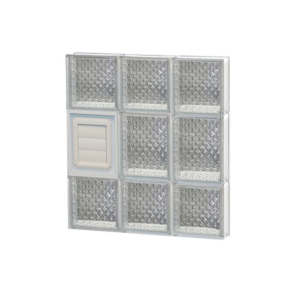 Clearly Secure 17.25 in. x 19.25 in. x 3.125 in. Frameless Diamond Pattern Glass Block Window with Dryer Vent
