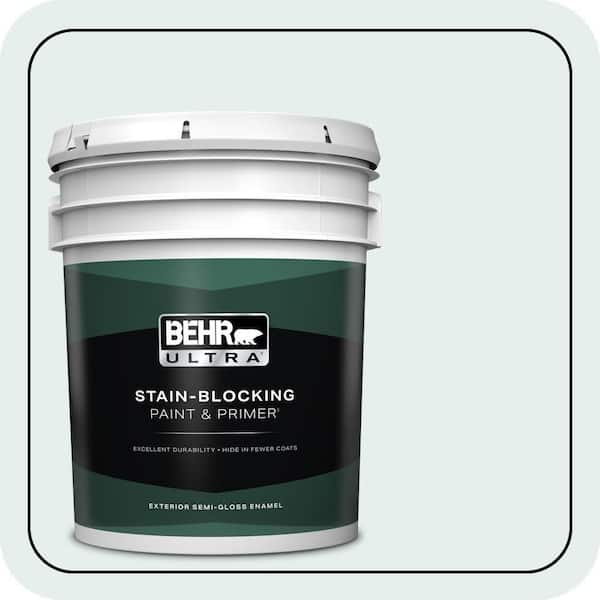 BEHR ULTRA 5 gal. #730E-1 Polar White Semi-Gloss Enamel Exterior Paint & Primer