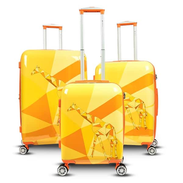 Gabbiano Safari 3-Piece Upright Hardside Spinner Luggage Set in Giraffe