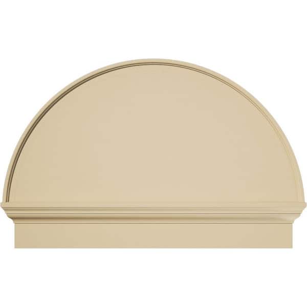Ekena Millwork 36-in W x 24-3/4-in H x 2-3/4-in P Half Round Smooth Signature Urethane Combination Pediment, Primed Tan