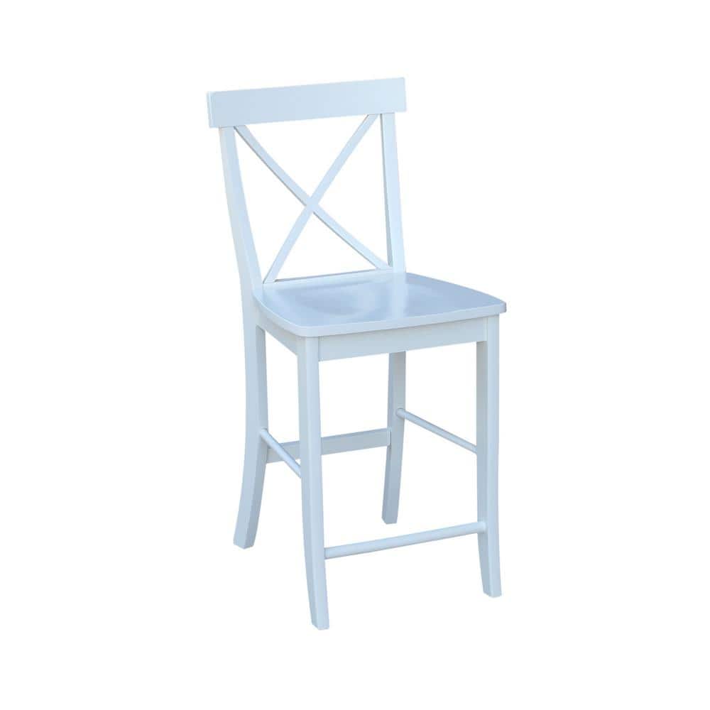 Coastal White Solid Wood 24" Counter Stool
