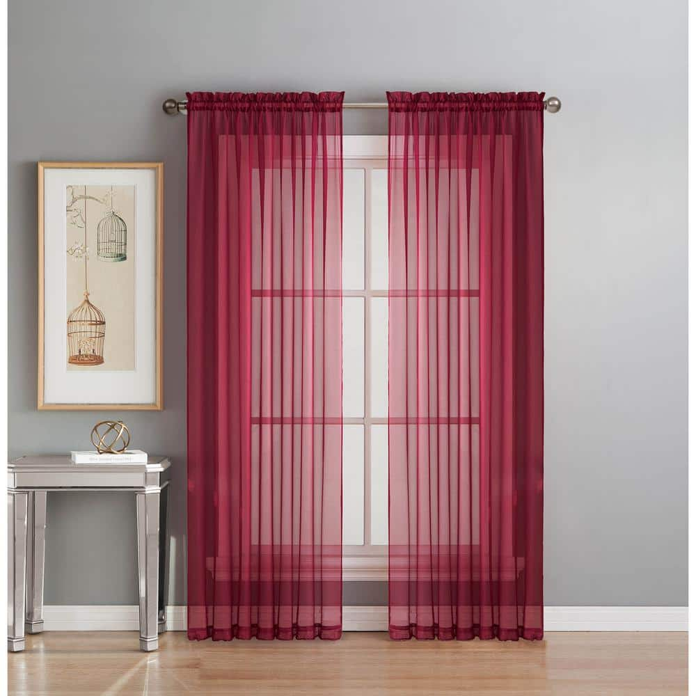 Window Elements Burgundy Extra Wide Rod Pocket Sheer Curtain 56 In W X 90 In L Ymc002996 The Home Depot