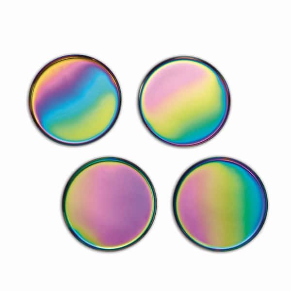 Glimmer 4-Piece Iridescent Metal Coaster Set