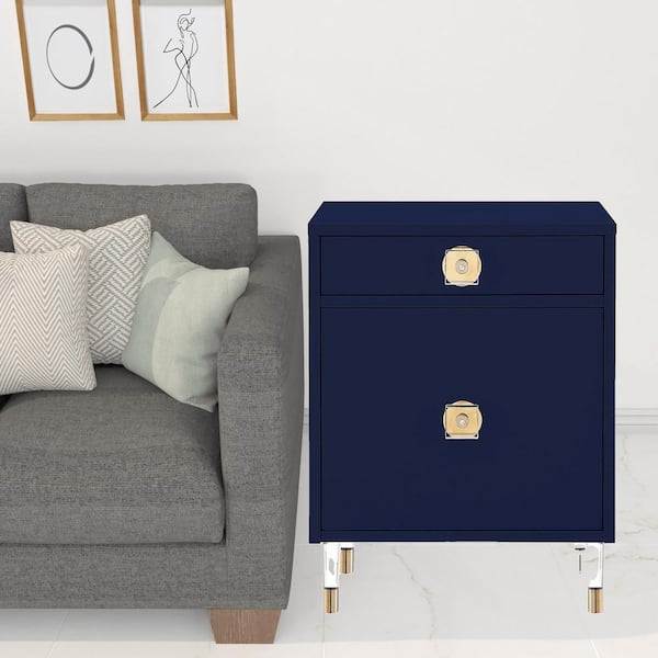 HomeRoots 18.8 in. Dark Blue Manufactured Wood End Table 2000544079