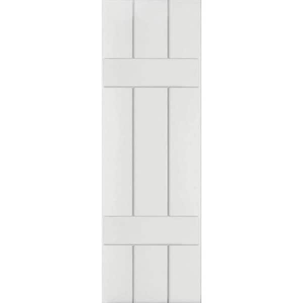 Ekena Millwork 12 in. x 46 in. Exterior Real Wood Pine Board and Batten Shutters Pair Primed