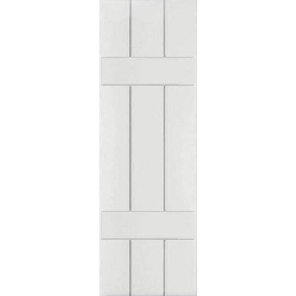 Ekena Millwork 12" x 75" Exterior Three Board (2 Batten) Real Wood Cedar Board-n-Batten Shutters (Per Pair), Primed