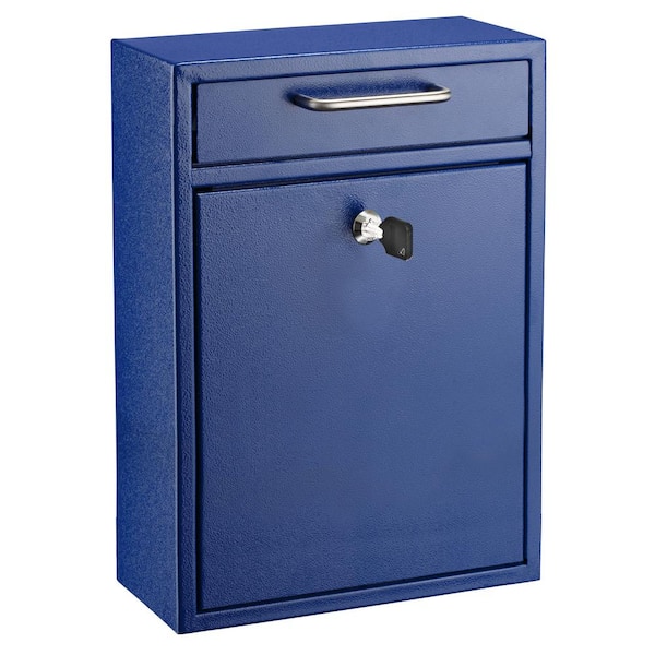 AdirOffice Large Steel Ultimate Drop Box Wall Mounted Drop Box Mailbox, Blue