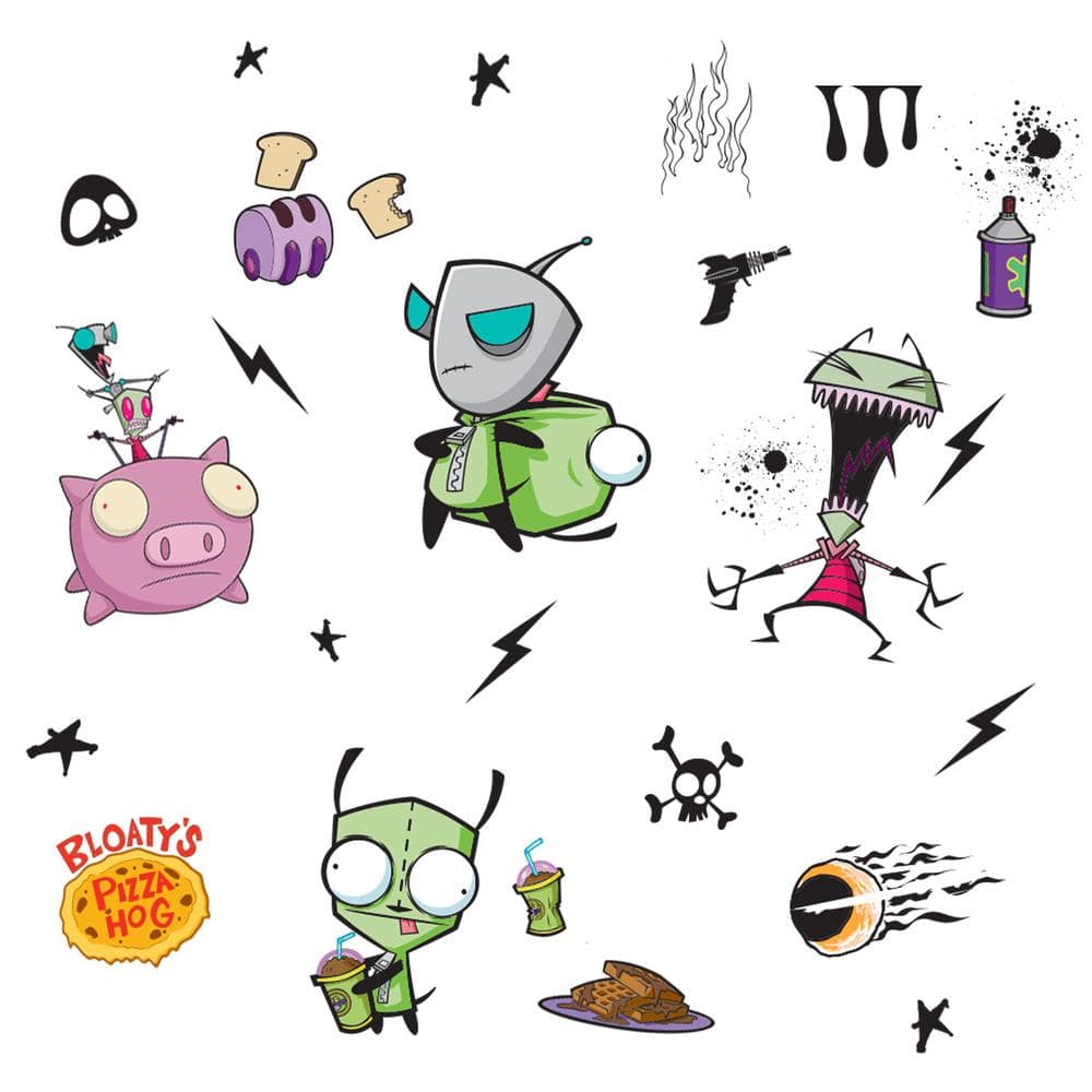 Invader Zim Green and Black Peel and Stick Wall Decals