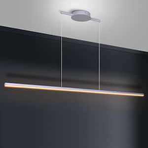 Neculina 40.9 in. 16W Integrated LED White Linear Pendant Light with Dimmable Adjustable