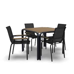 Finn 5-Piece Outdoor Dining Set with Eucalyptus Wood Top (Includes Table and 4 Chairs)