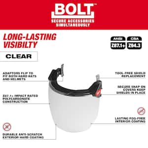 BOLT White Type 2 Class C Front Brim Vented Safety Helmet with Dual Coat Lens Full Face Shield