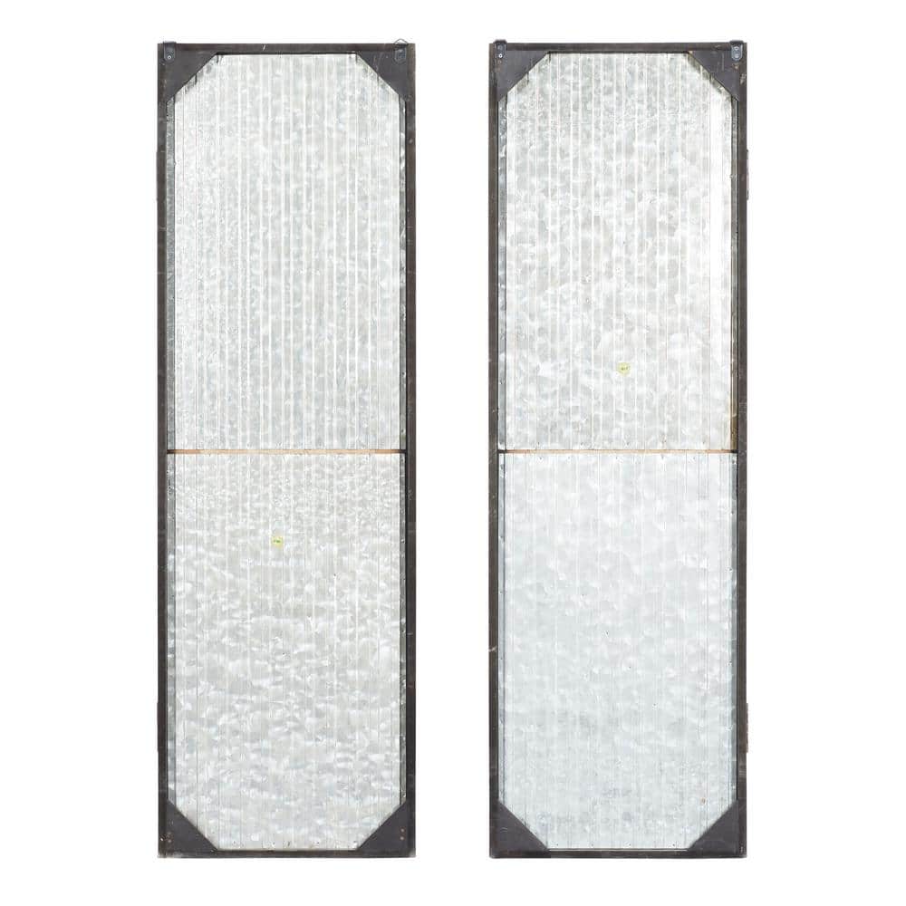 Rustic Silver Metal Barn Door Wall Decor Set - Farmhouse Style