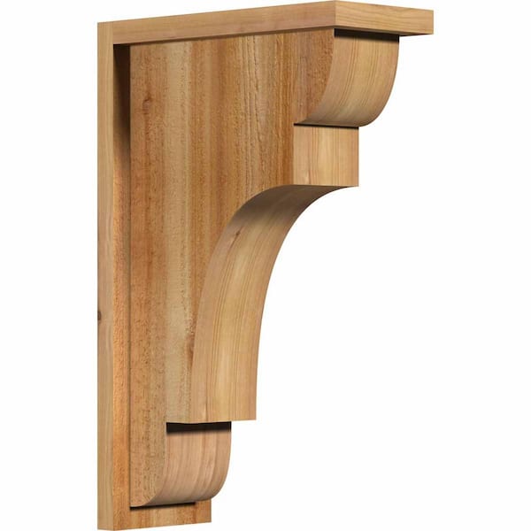 Ekena Millwork 6 in. x 14 in. x 22 in. Western Red Cedar New Brighton Rough Sawn Corbel with Backplate