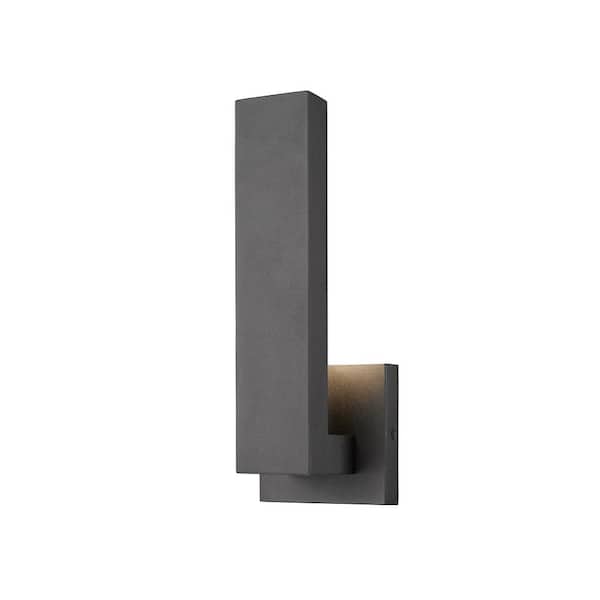 Unbranded Edge Black 12 in Outdoor Hardwired Lantern Wall Sconce with Integrated LED
