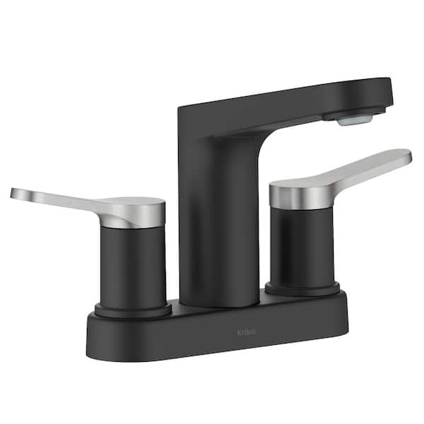 Indy 2-Handle 4 in. Centerset Bathroom Faucet in Mixed Finishes 2-Toned with Pop Up Drain