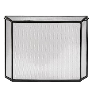 29.5 in. Tall M 1-Panel Graphite Contemporary Spark Guard Screen with 2 Handles