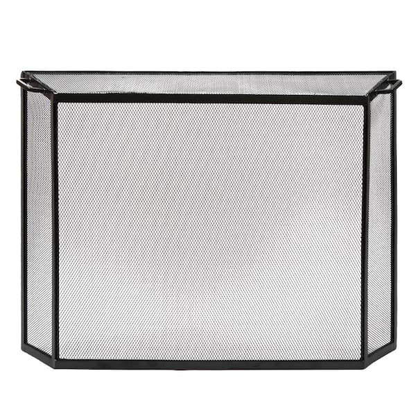 ACHLA DESIGNS 29.5 in. Tall M 1-Panel Graphite Contemporary Spark Guard Screen with 2 Handles