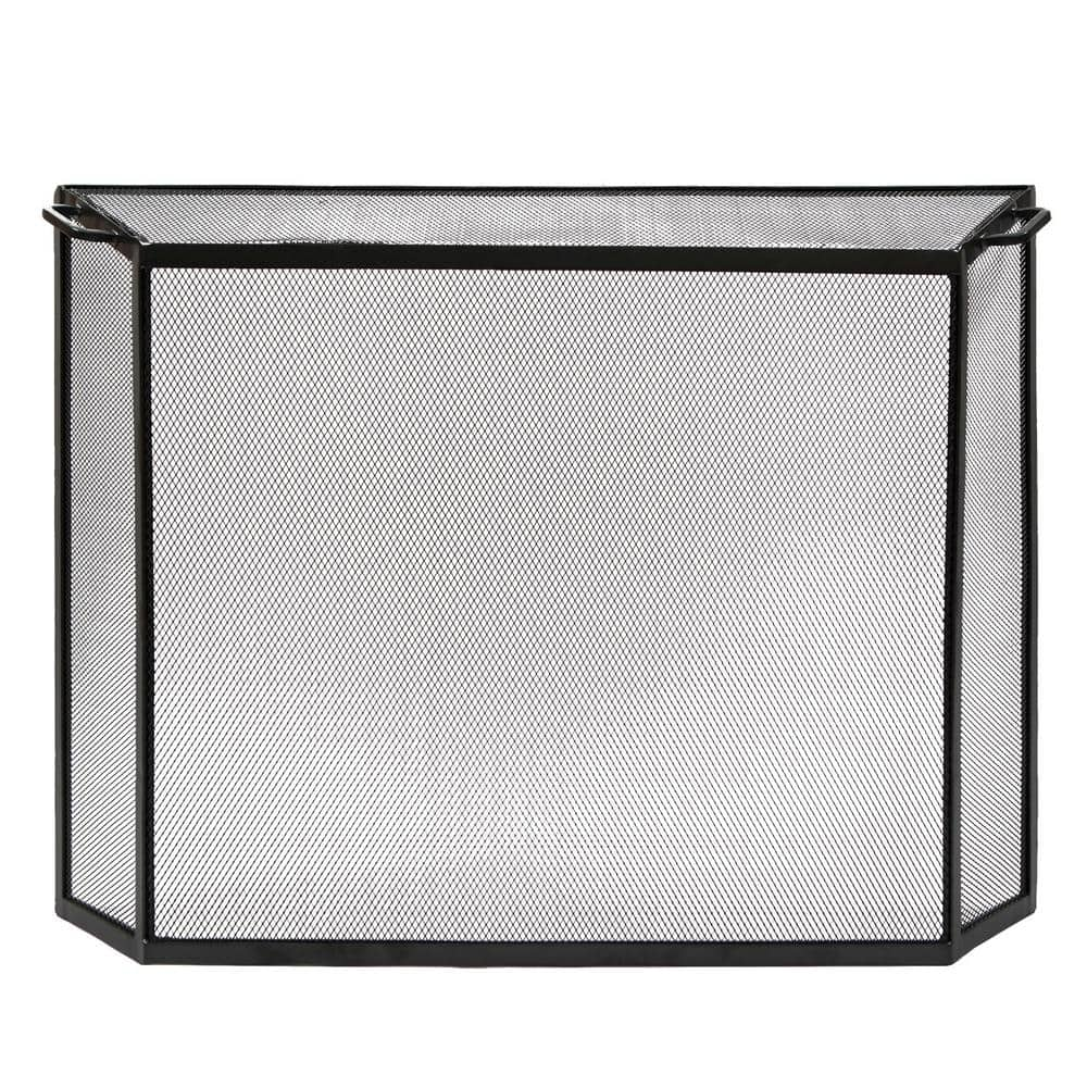 ACHLA DESIGNS 36 in. Tall XL 1-Panel Graphite Contemporary Spark Guard Screen with 2 Handles