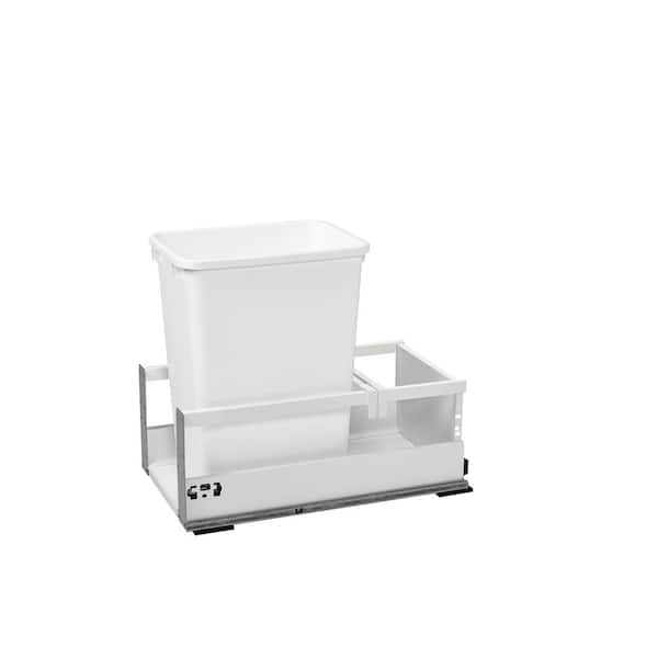 19 in. H x 12.5 in. W x 22.41 in. D Single 35 Qt. White Pull-Out Wood Bottom Mount Waste Container for Opening