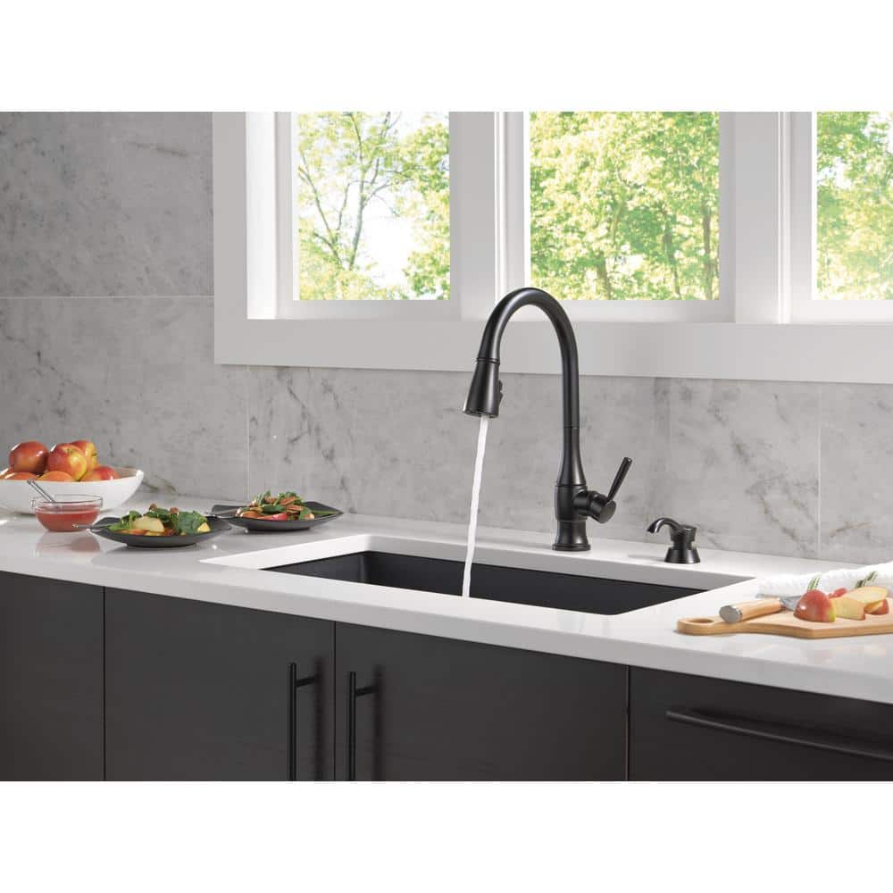 Matte Black Pull-Down Kitchen Faucet with Soap Dispenser