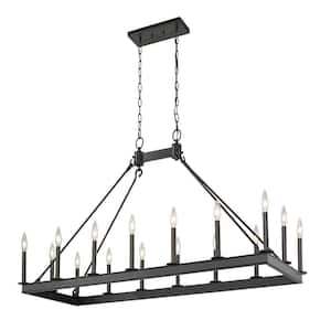 Barclay 16-Light Matte Black Chandelier with No Shade