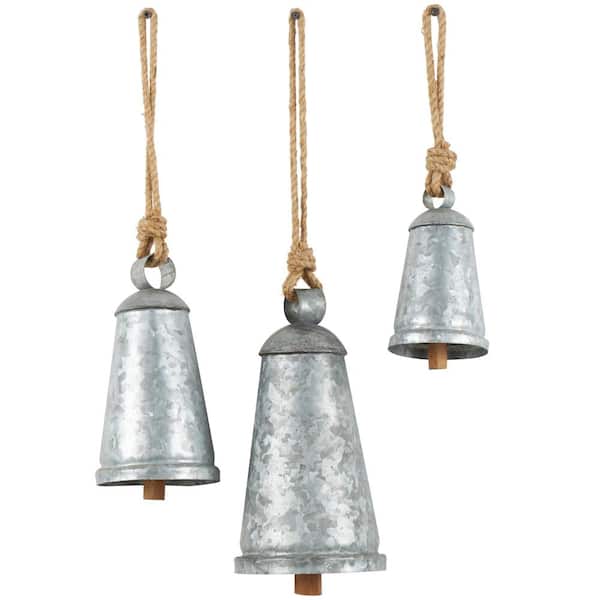 Reviews for Litton Lane Silver Metal Tibetan Inspired Cylindrical  Decorative Cow Bell with Jute Hanging Rope (3- Pack)