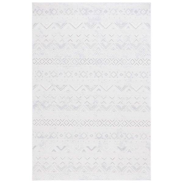 SAFAVIEH Hanna Ivory/Light Gray 4 ft. x 6 ft. Striped Aztec Area Rug