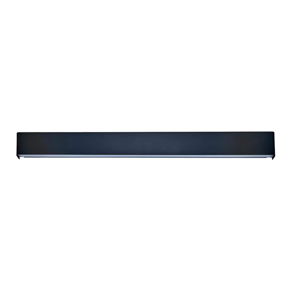 Long Steak 43 in. 2-Light Black LED Wall Sconce with White Acrylic Shades