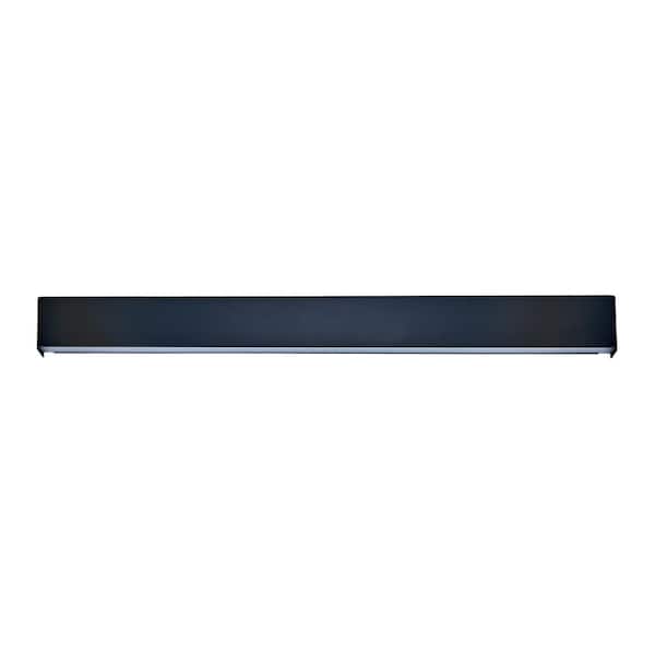 Unbranded Long Steak 43 in. 2-Light Black LED Wall Sconce with White Acrylic Shades