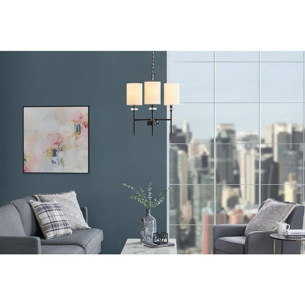 Home Decorators Collection 3 Light Matte Black Finish Chandelier With ...