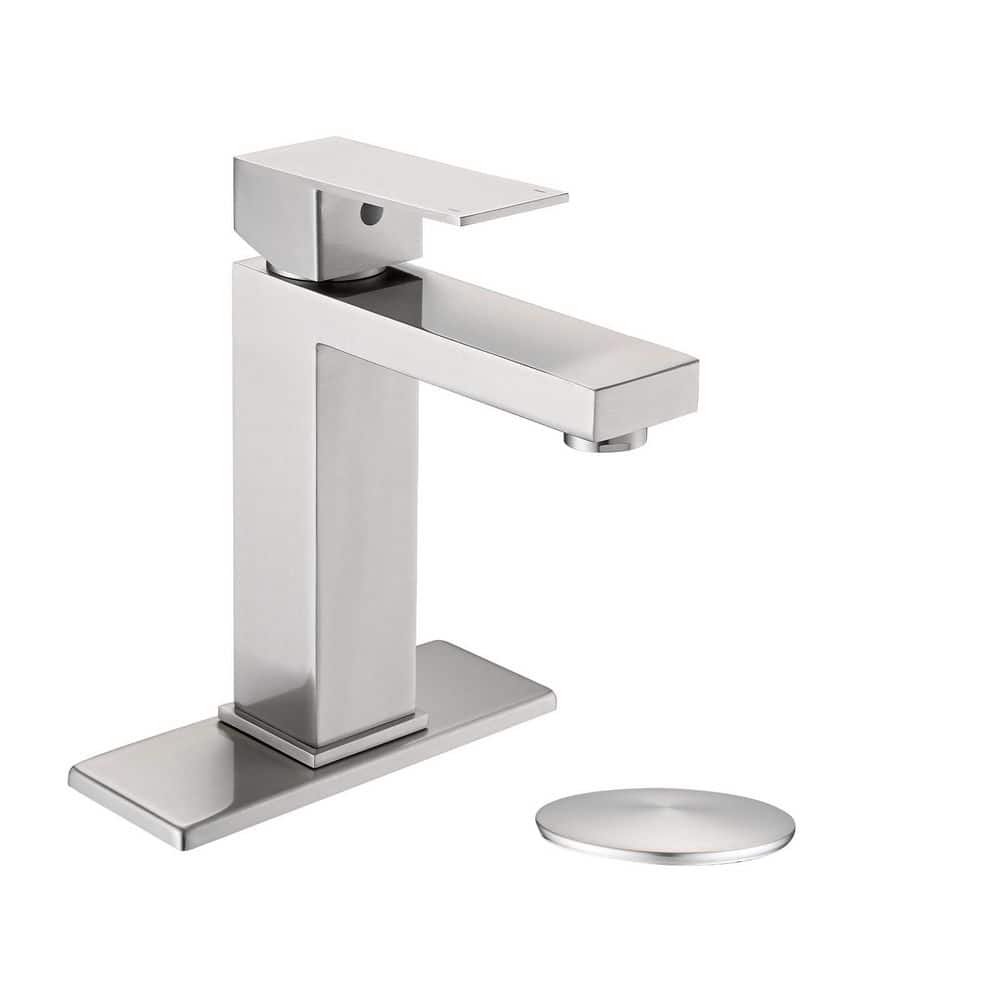 Single Handle Single Hole Bathroom Sink Faucet with Deckplate and Drain Assembly in Brushed Nickel price history on PriceWatchPro