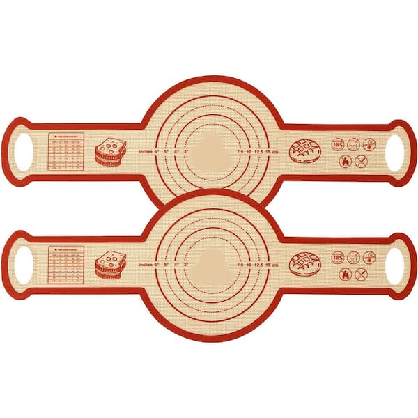 Silicone Nonstick Red Baking Mat with Long Handles Bread Sling Heat Resistant Easy Clean for Dutch Oven 2-Pack