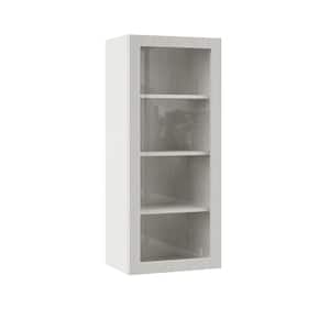 Designer Series Edgeley Assembled 18x42x12 in. Wall Kitchen Cabinet with Glass Door in Glacier