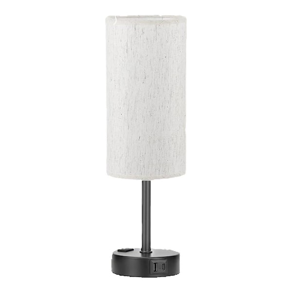 Unbranded Plug and Play 14 in. Touch Black Dimmable Integrated LED Task and Reading Lamp with USB Port in Light Beige Shade