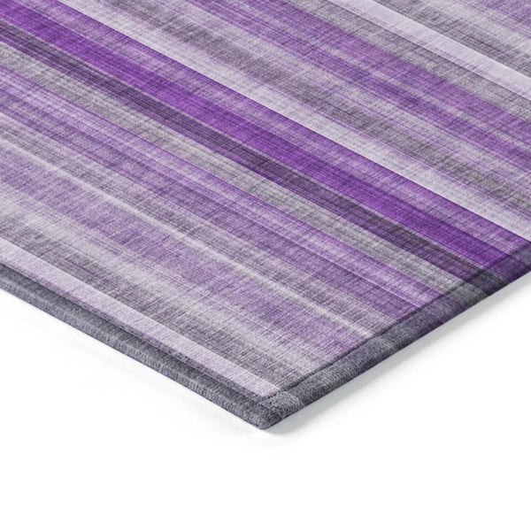 Purple 2 ft. x 3 ft. Woven Striped Rectangle Indoor/Outdoor Area Rug