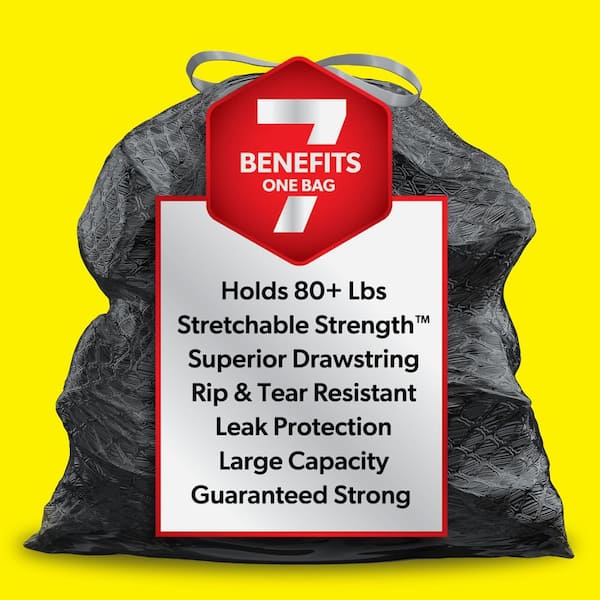 30 Gal. ForceFlex Black Drawstring Large Outdoor Trash Bags (50-Count, 2-Pack)
