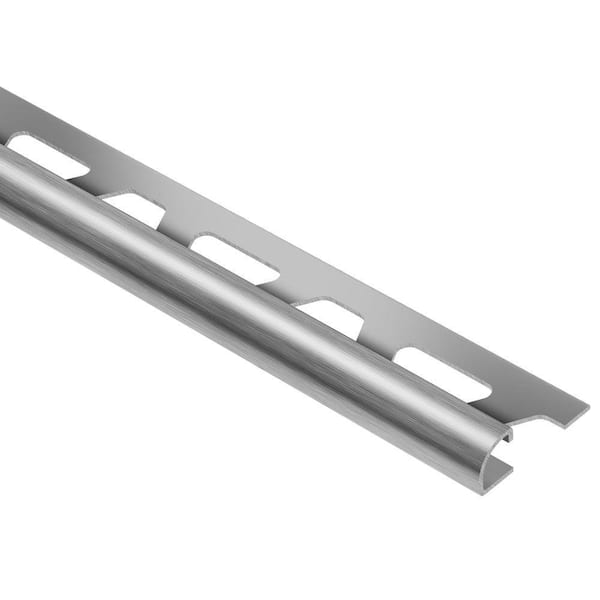 Rondec Brushed Stainless Steel 1/2 in. x 8 ft. 2-1/2 in. Metal Bullnose Tile Edging Trim